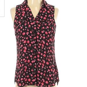 Button down pink floral blouse